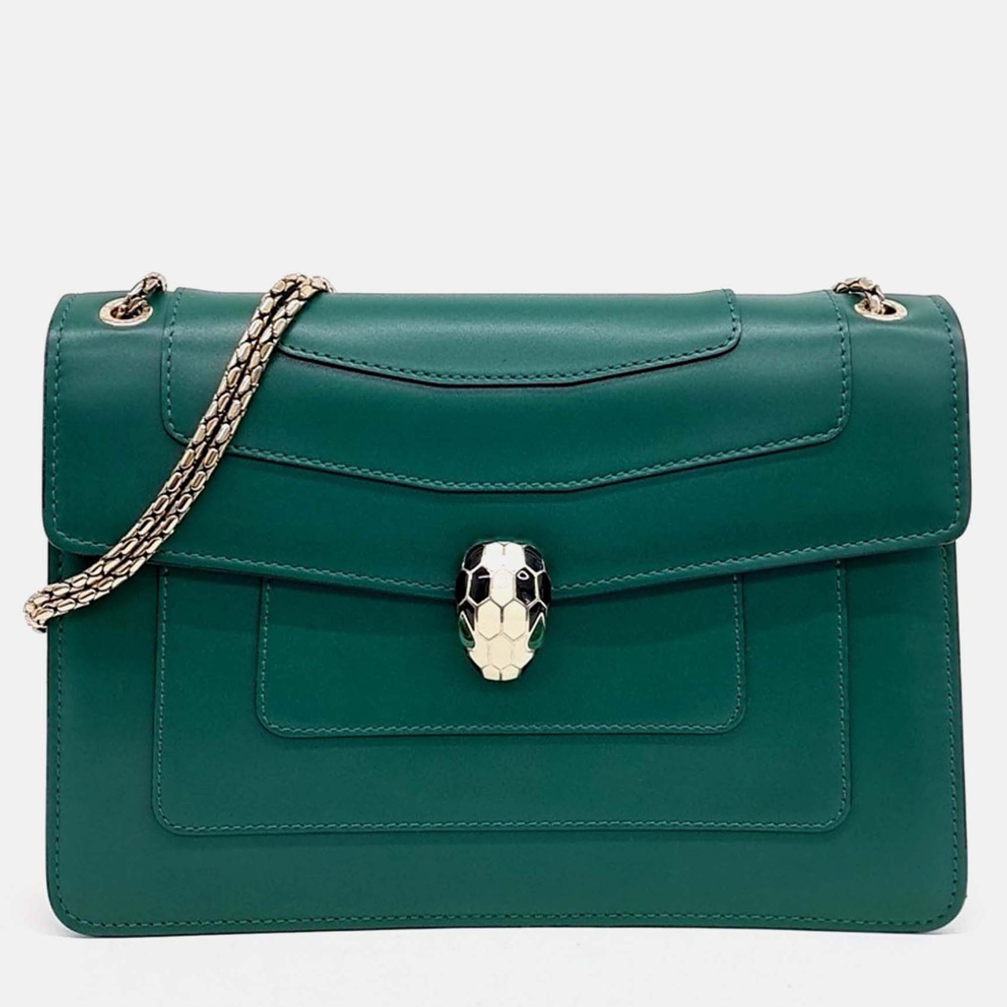 

Bvlgari Green Leather Serpenti shoulder bag