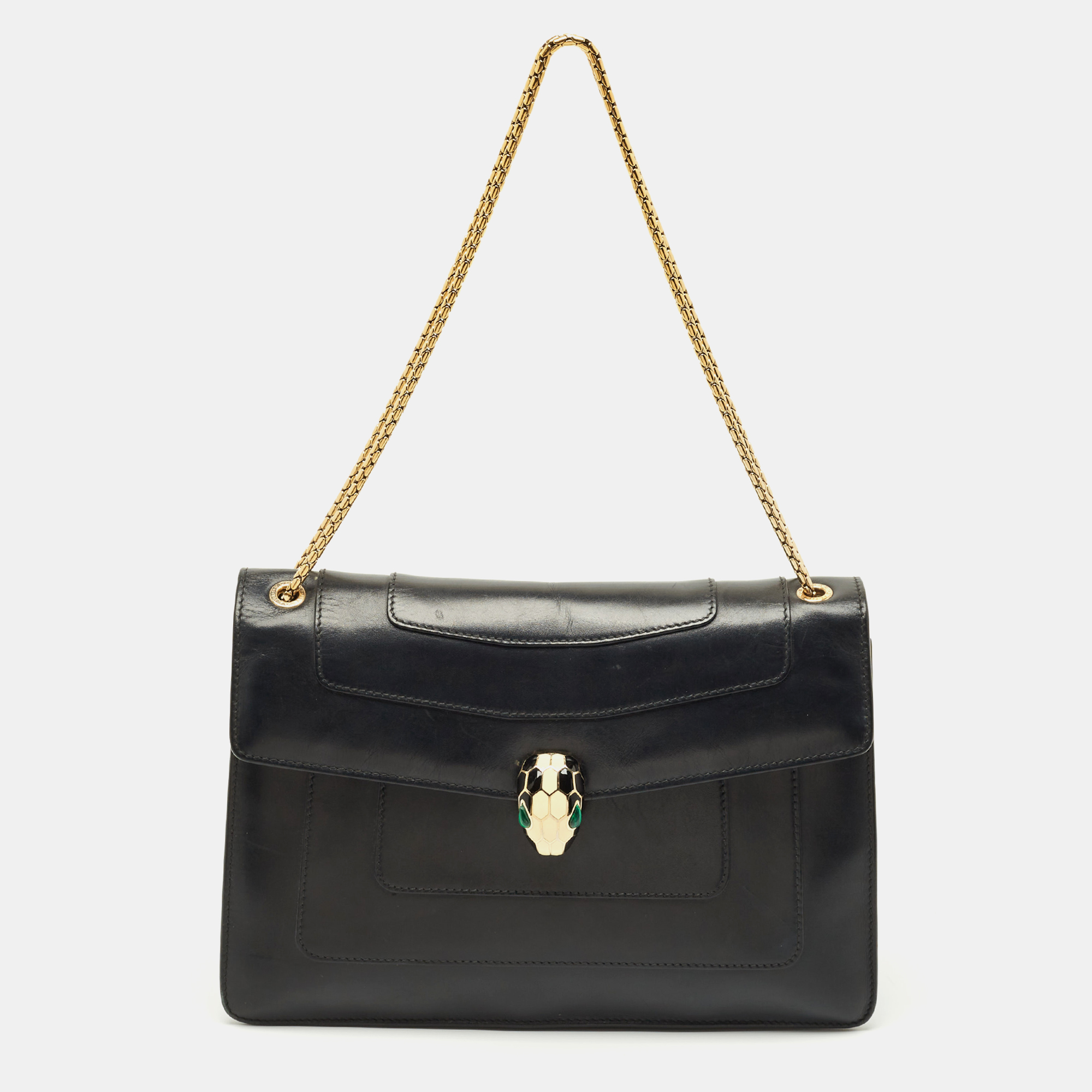 

Bvlgari Black Leather Medium Serpenti Forever Shoulder Bag