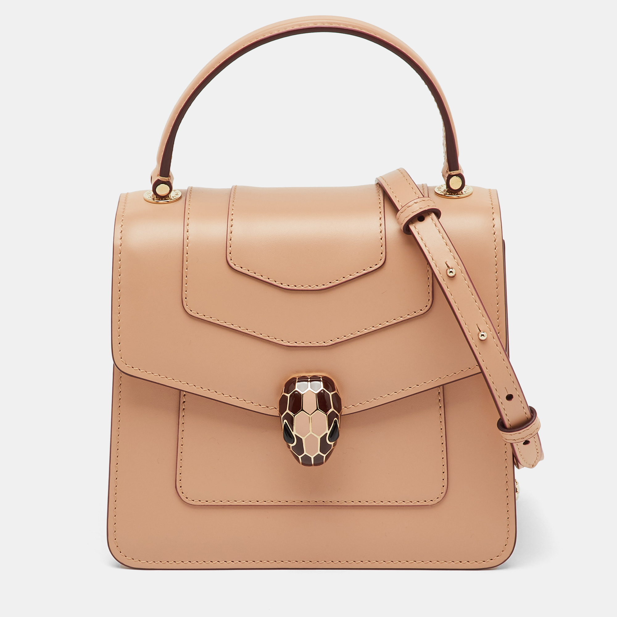 

Bvlgari Beige Leather Serpenti Forever Small Top Handle Bag