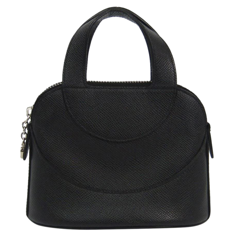 Bvlgari Black Leather Mini Zip Satchel