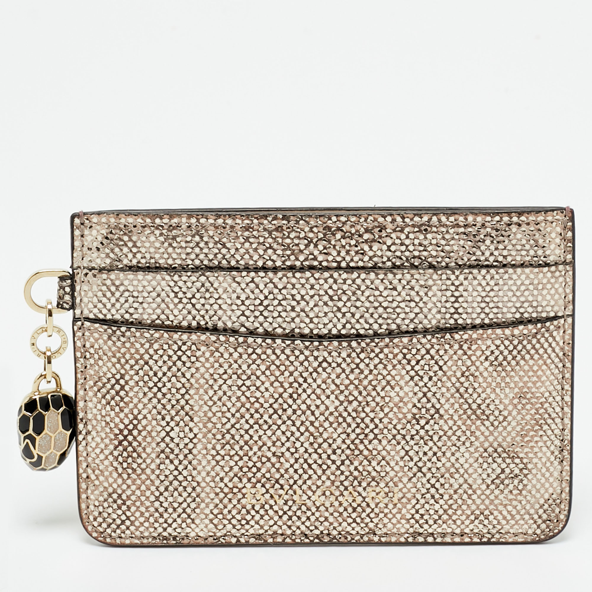 

Bvlgari Metallic Beige Karung Serpenti Forever Card Holder