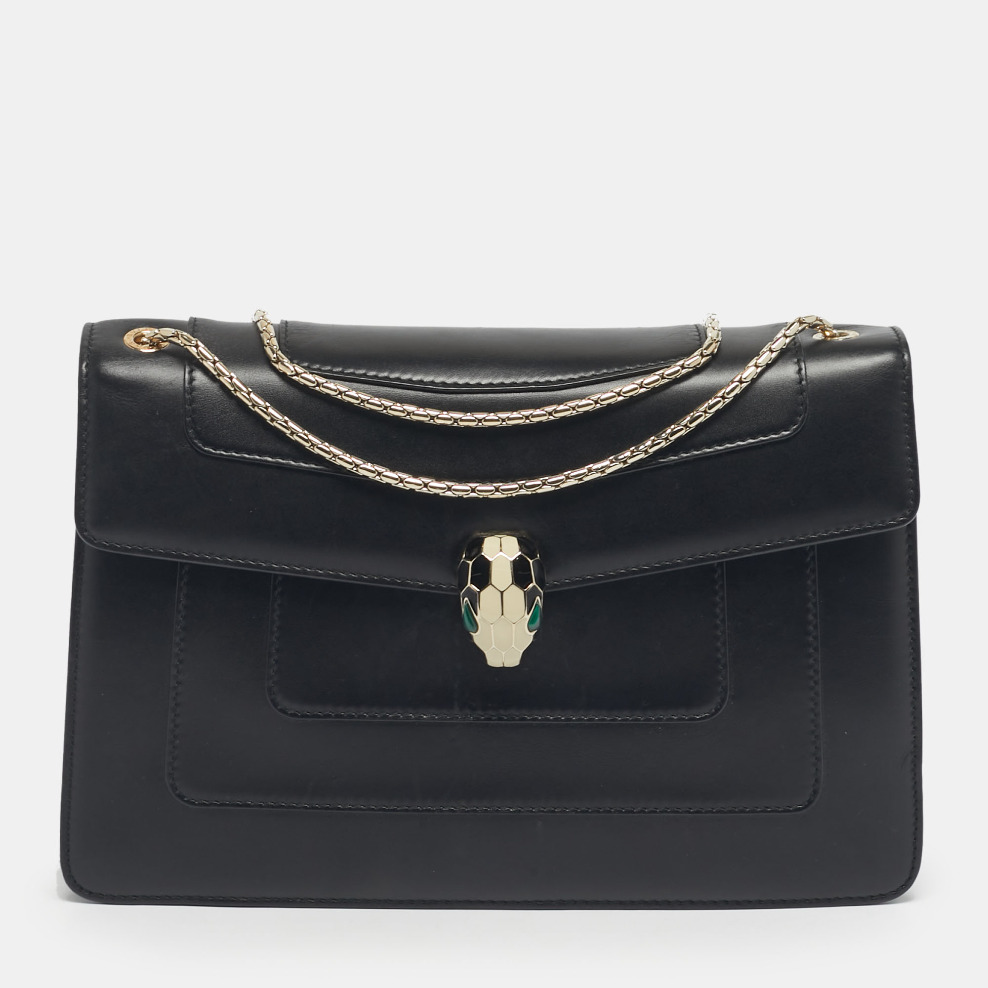 

Bvlgari Black Leather  Serpenti Forever Shoulder Bag