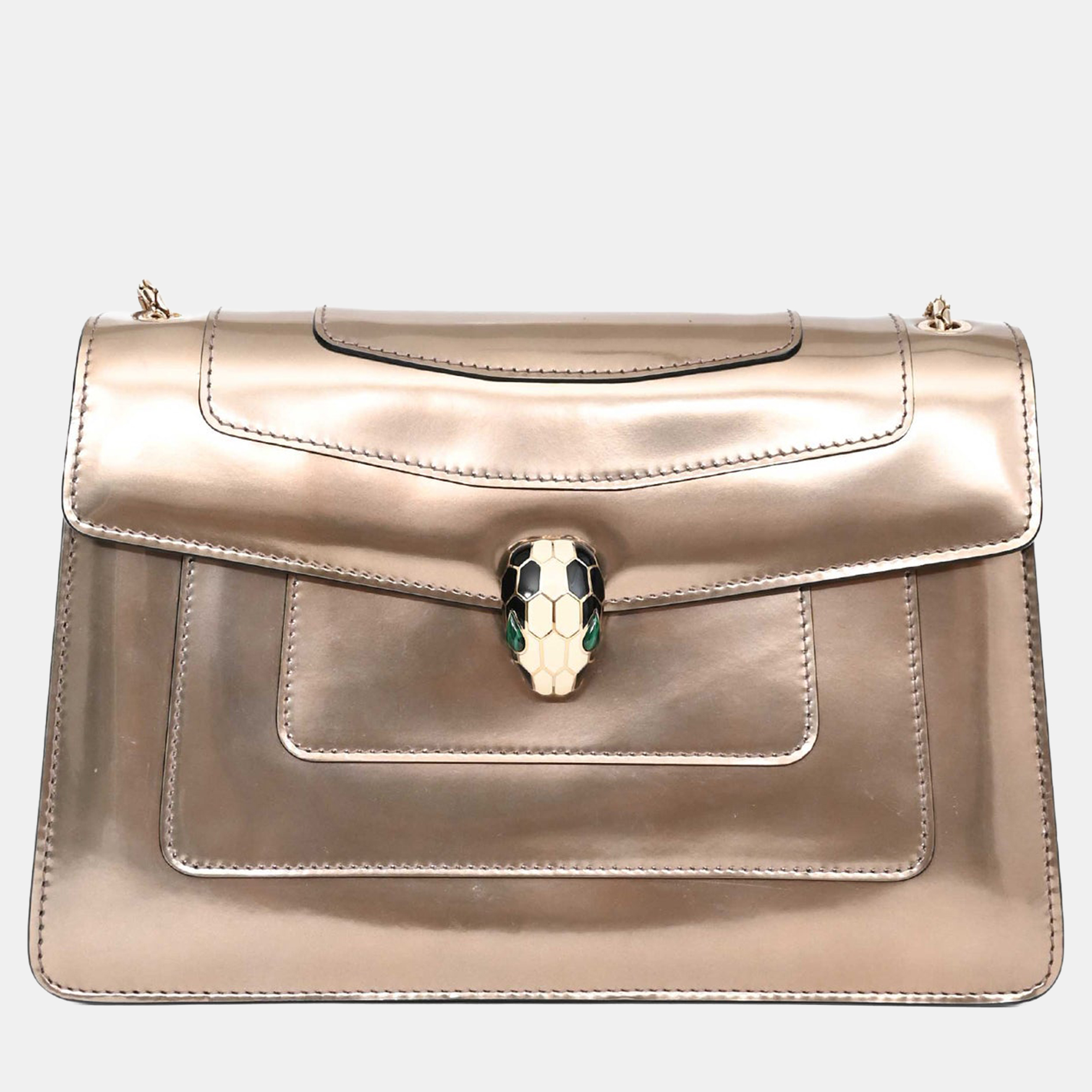 

Bvlgari Bronze Patent Leather Medium Serpenti Forever Shoulder Bag, Brown
