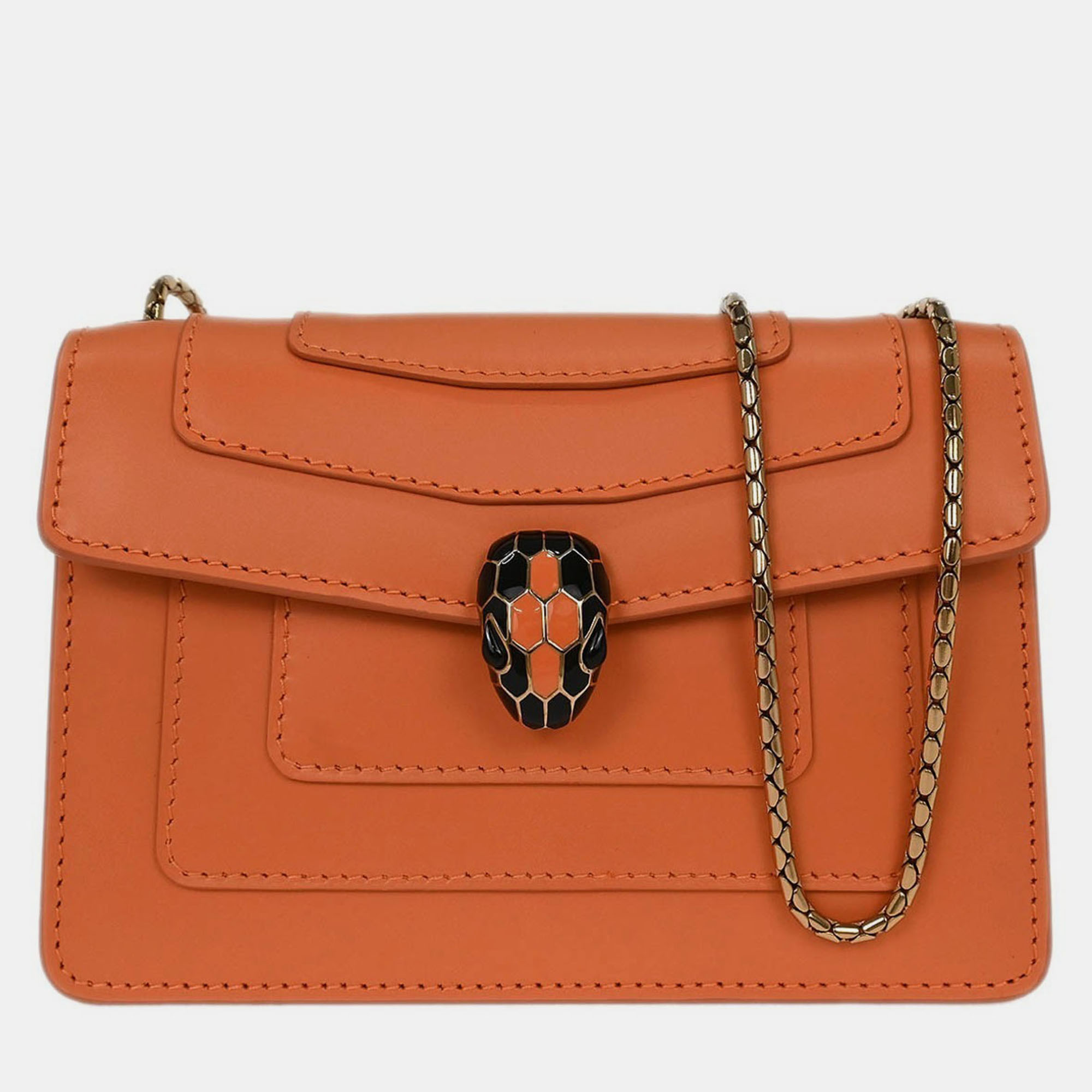 

Bvlgari Light Orange Leather Serpenti Forever Shoulder Bag