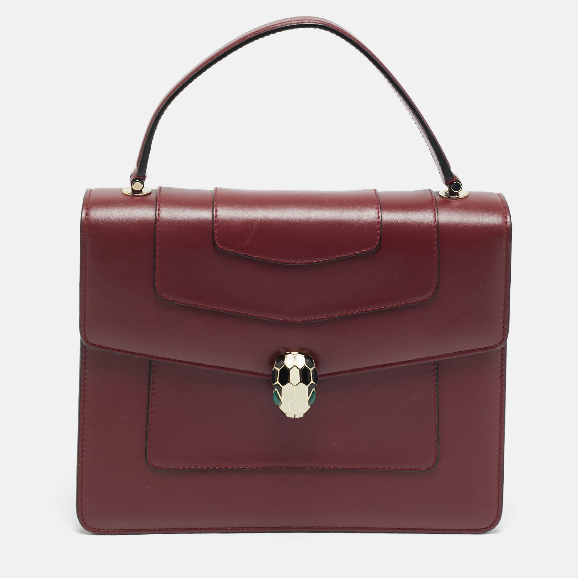 

Bvlgari Serpenti Forever  Burgundy Leather Top Handle Bag