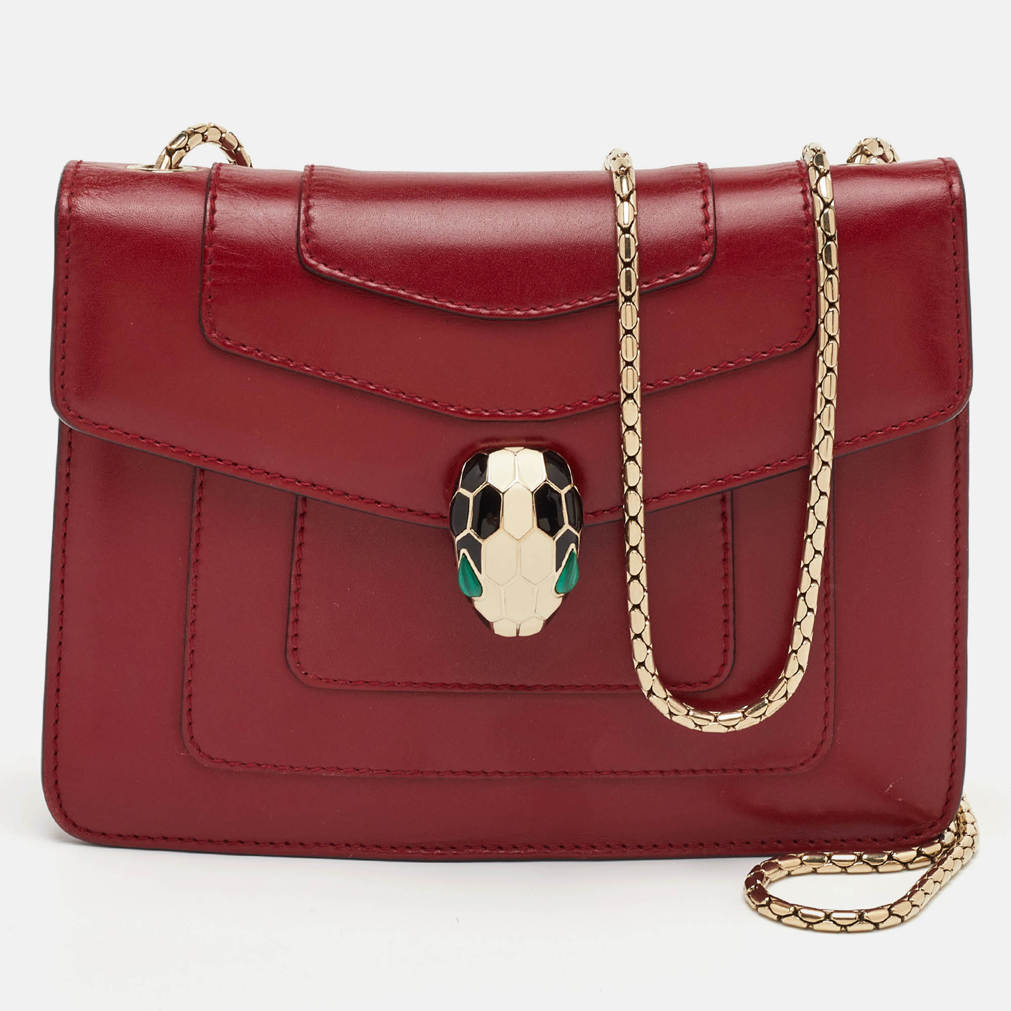 

Bvlgari Serpenti Forever Small Burgundy Leather Chain Shoulder Bag
