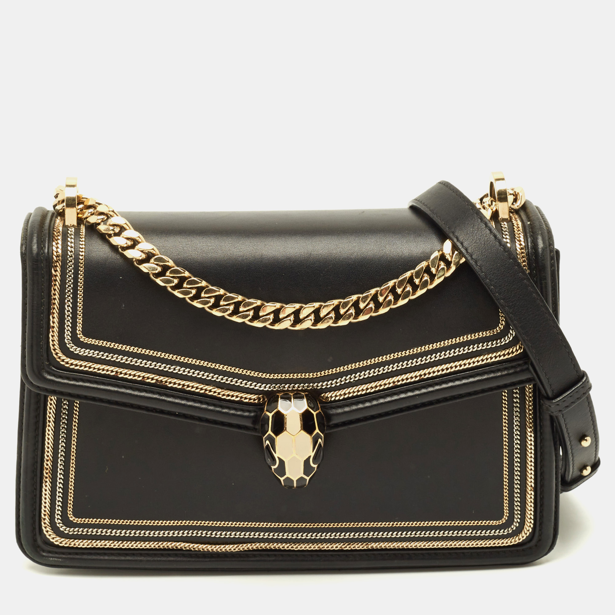 

Bvlgari Serpenti Forever Diamond Blast Black Leather Shoulder Bag