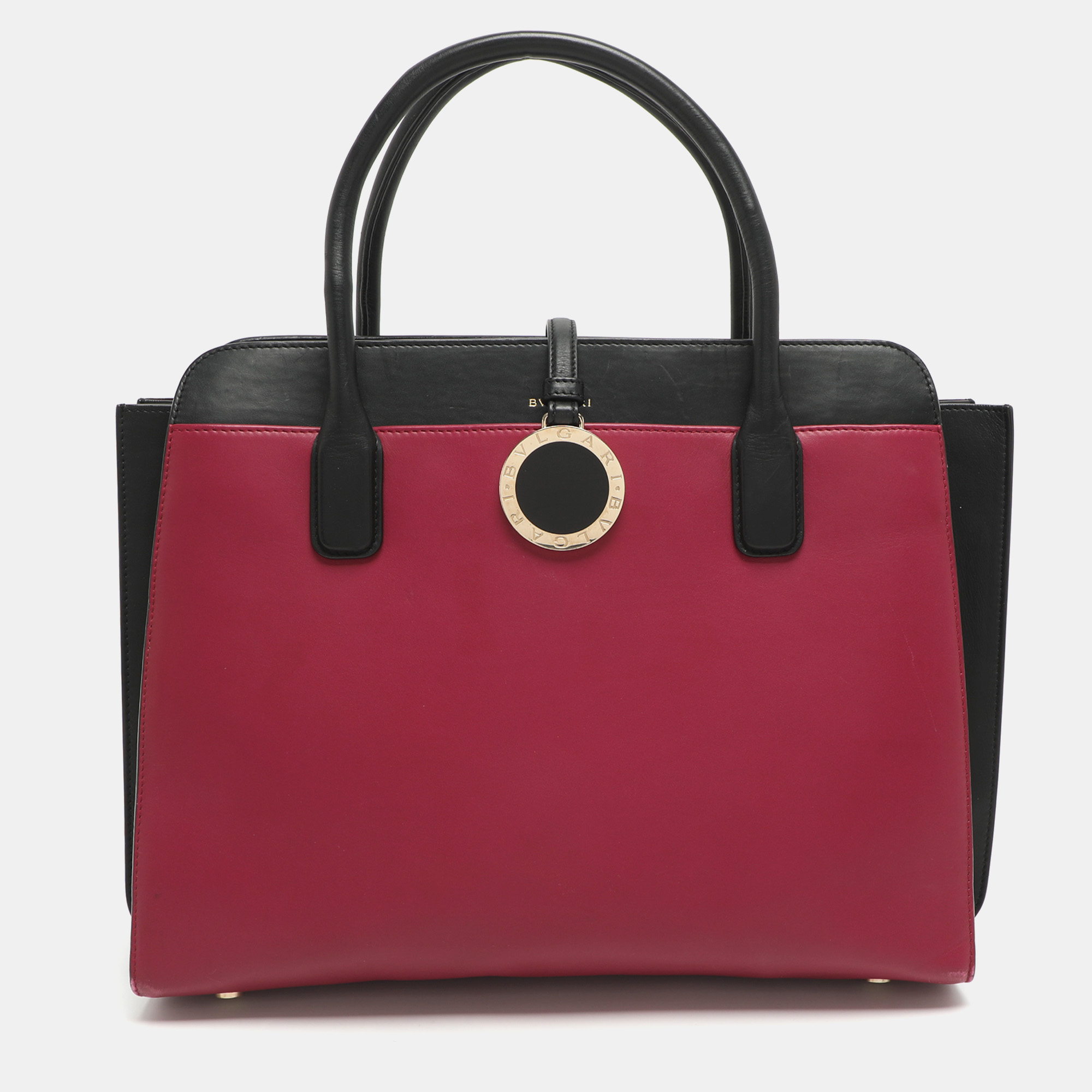 

Bvlgari Alba Pink/Black Leather Tote