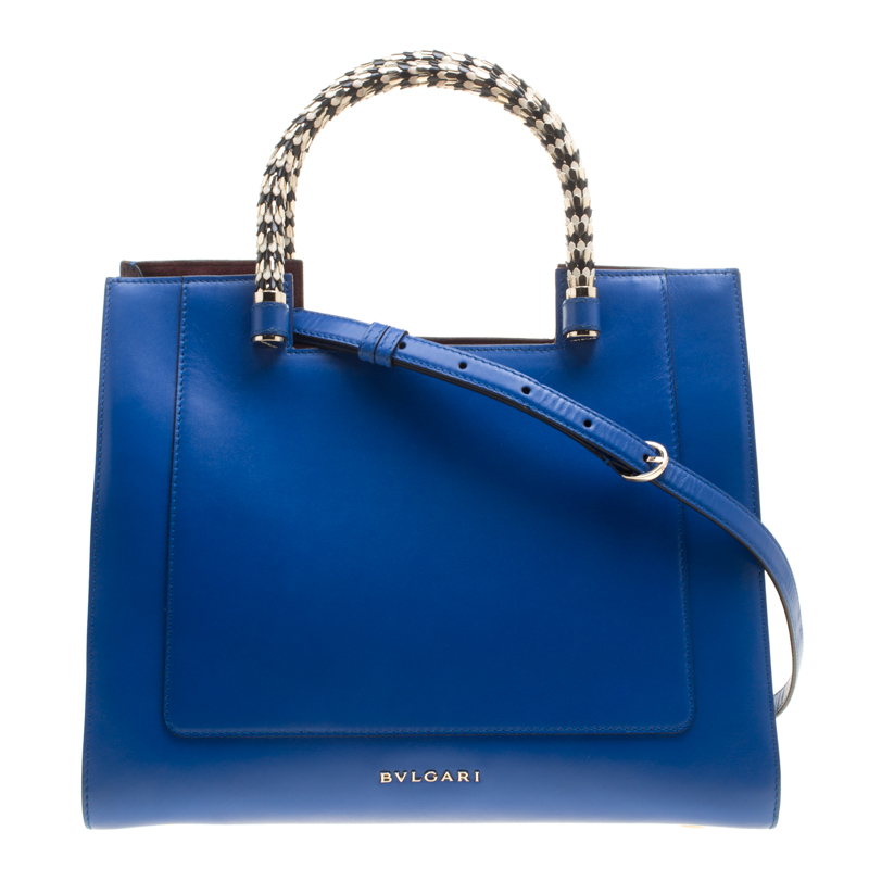 Bvlgari Blue Leather Medium Serpenti Tote
