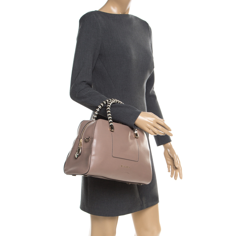 

Bvlgari Nude Leather Serpenti Scaglie Bowler Bag, Beige