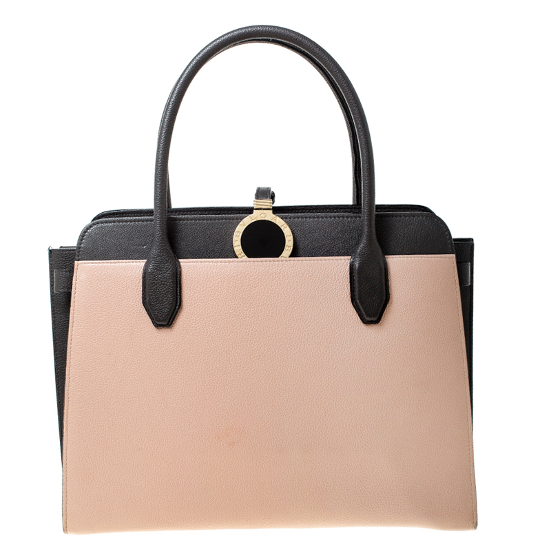 Bvlgari Beige/Grey Leather Alba Tote 
