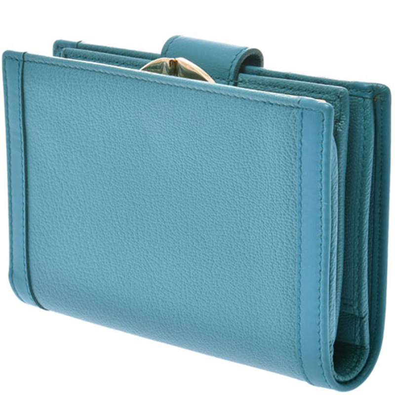 

Bvlgari Turquoise Blue Doppio Tode Leather Wallet