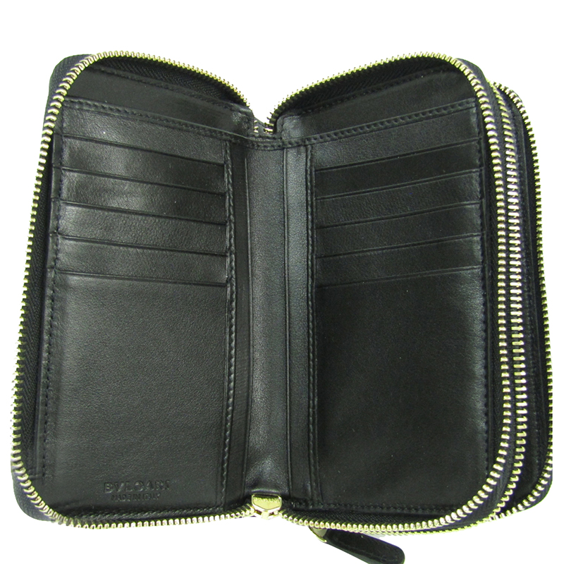 

Bvlgari Black Leather Zip Around Wallet