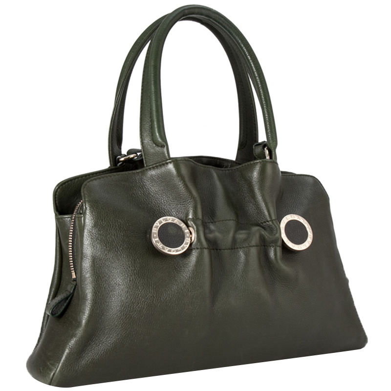 

Bvlgari Green Leather Top Handle Bag