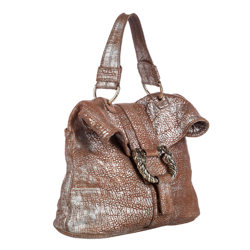 

Bvlgari Brown Metallic Leather Leoni Bag