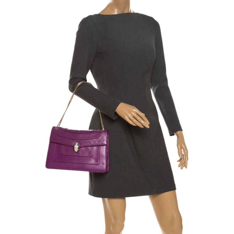 

Bvlgari Purple Leather  Serpenti Forever Flap Shoulder Bag