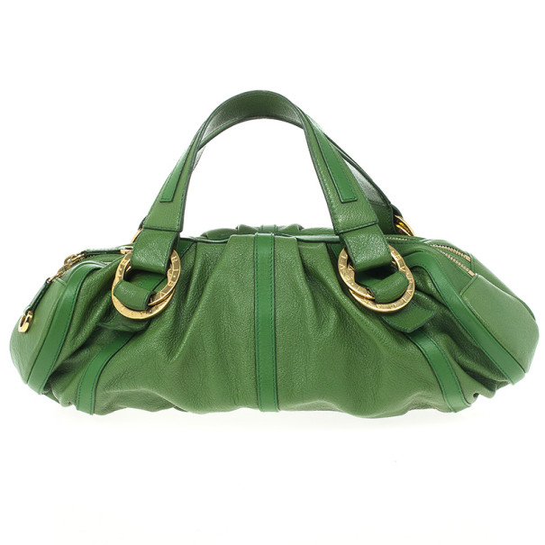 Bvlgari Green Leather Polly Bag