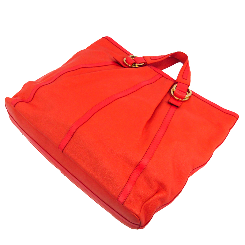 

Bvlgari Red Leather Doppiotondo Tote