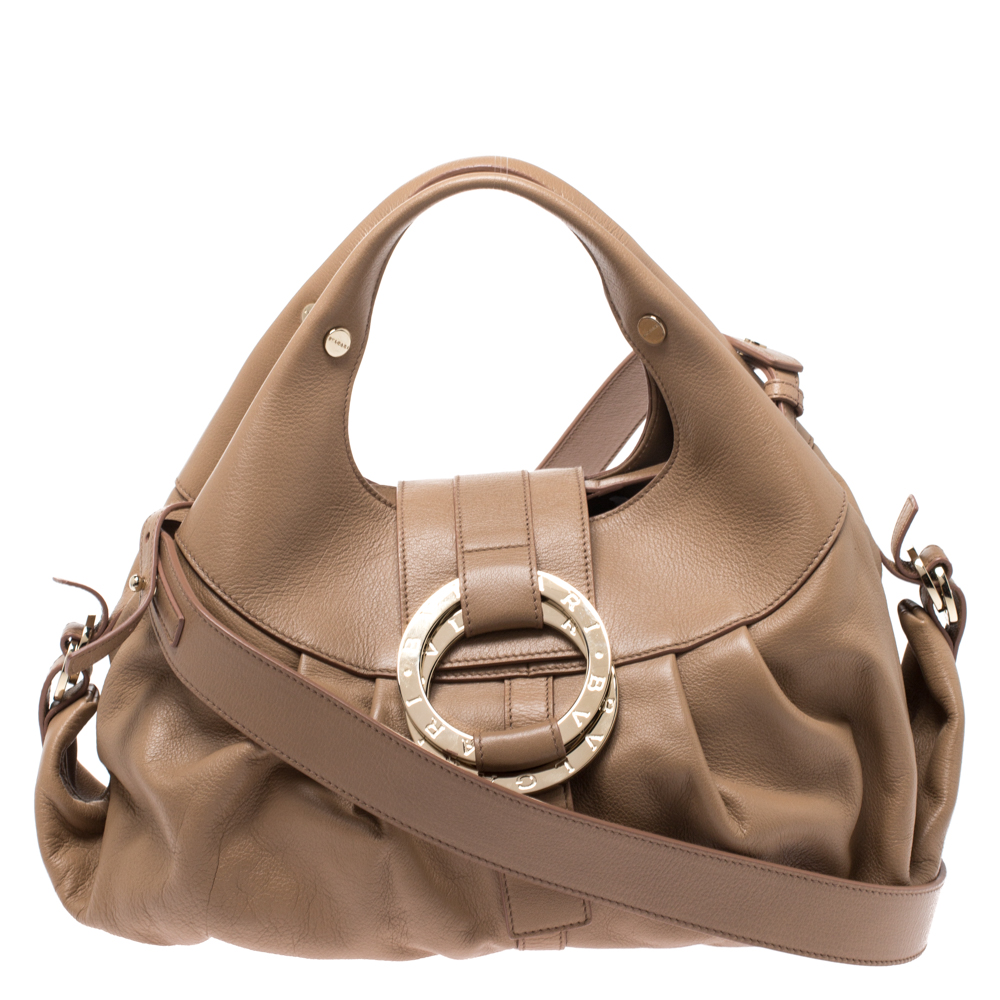 Bvlgari Beige Leather Chandra Satchel