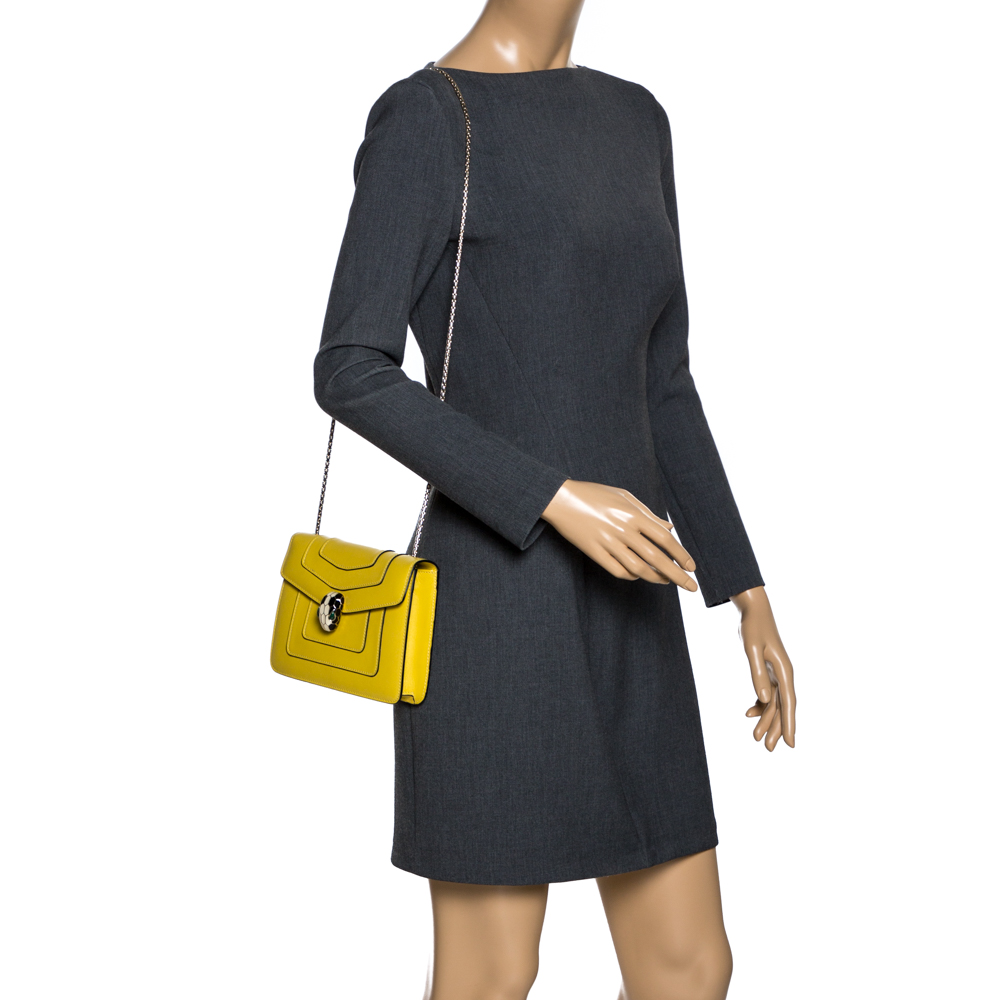 

Bvlgari Yellow Leather Small Serpenti Forever Shoulder Bag
