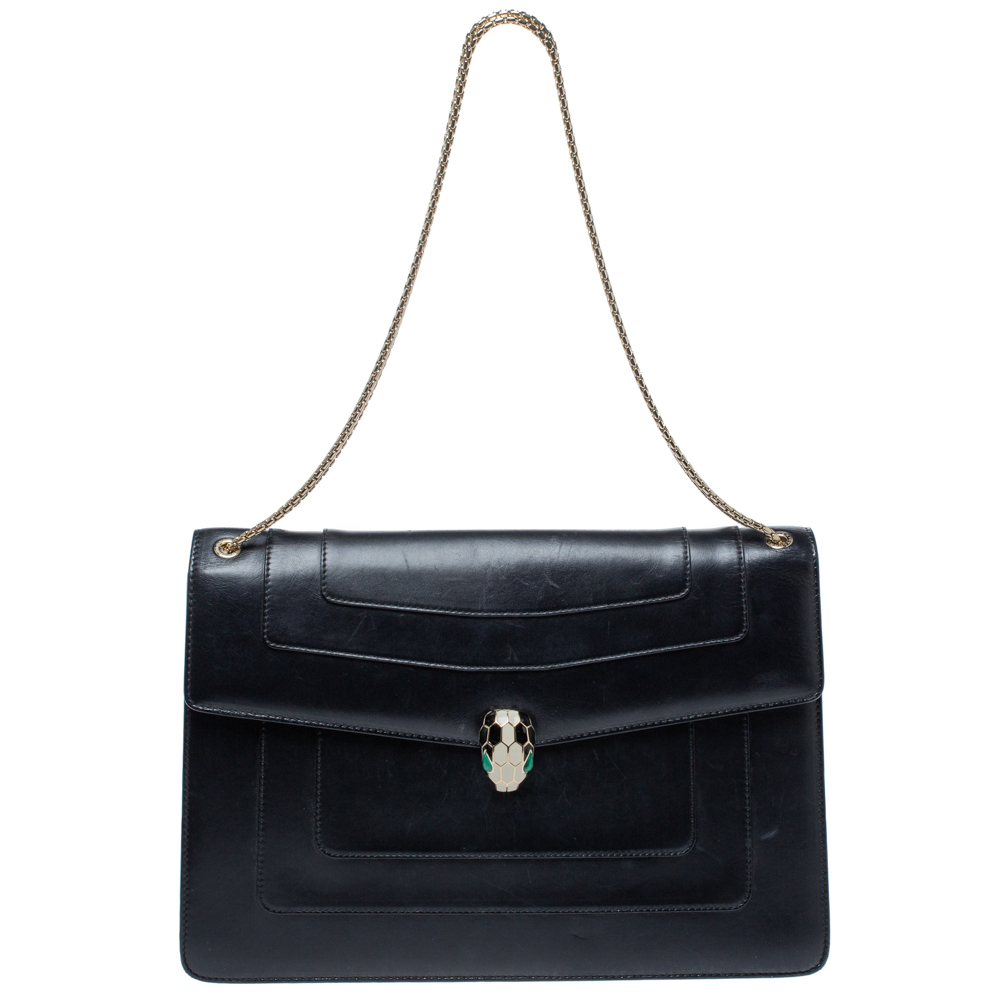 Bvlgari Black Leather Serpenti Forever Shoulder Bag Bvlgari | The ...