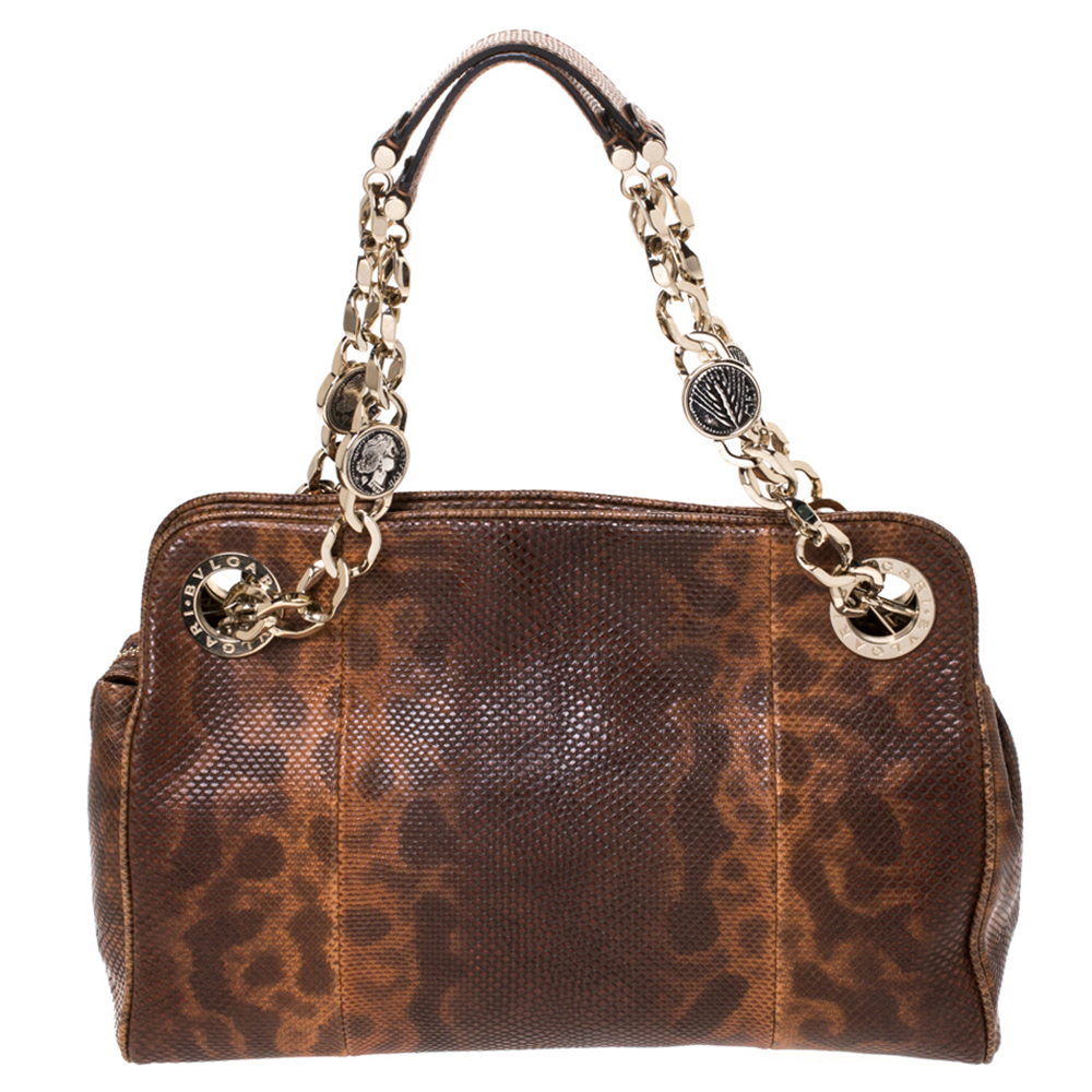 Bvlgari Brown Lizard Medium Bonton Bag