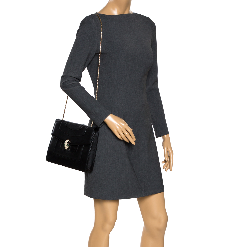 

Bvlgari Black Leather Medium Serpenti Forever Shoulder Bag