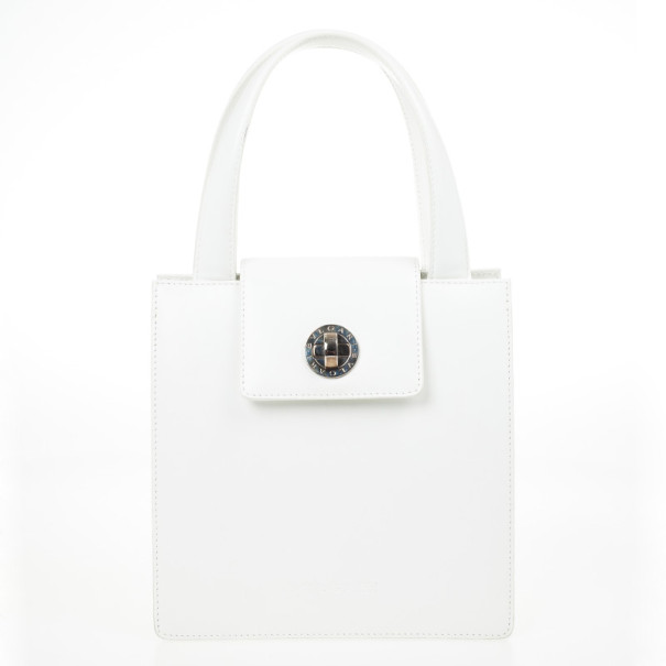 Bvlgari White Top Handle Bag