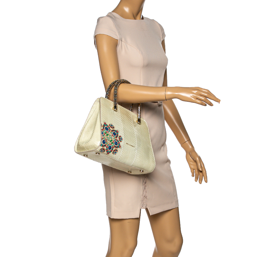 

Bvlgari Cream Python Serpenti Scaglie Tote