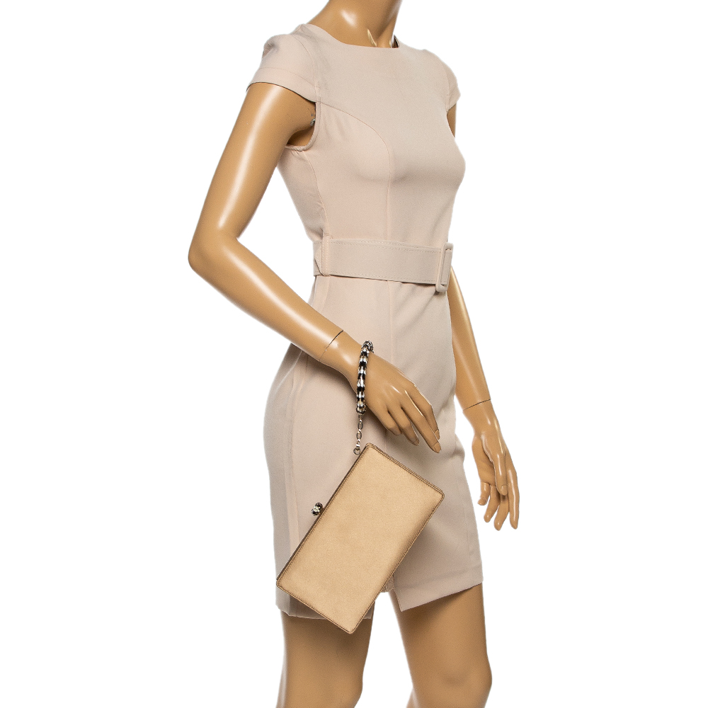 

Bvlgari Beige Satin Serpente Bangle Clutch