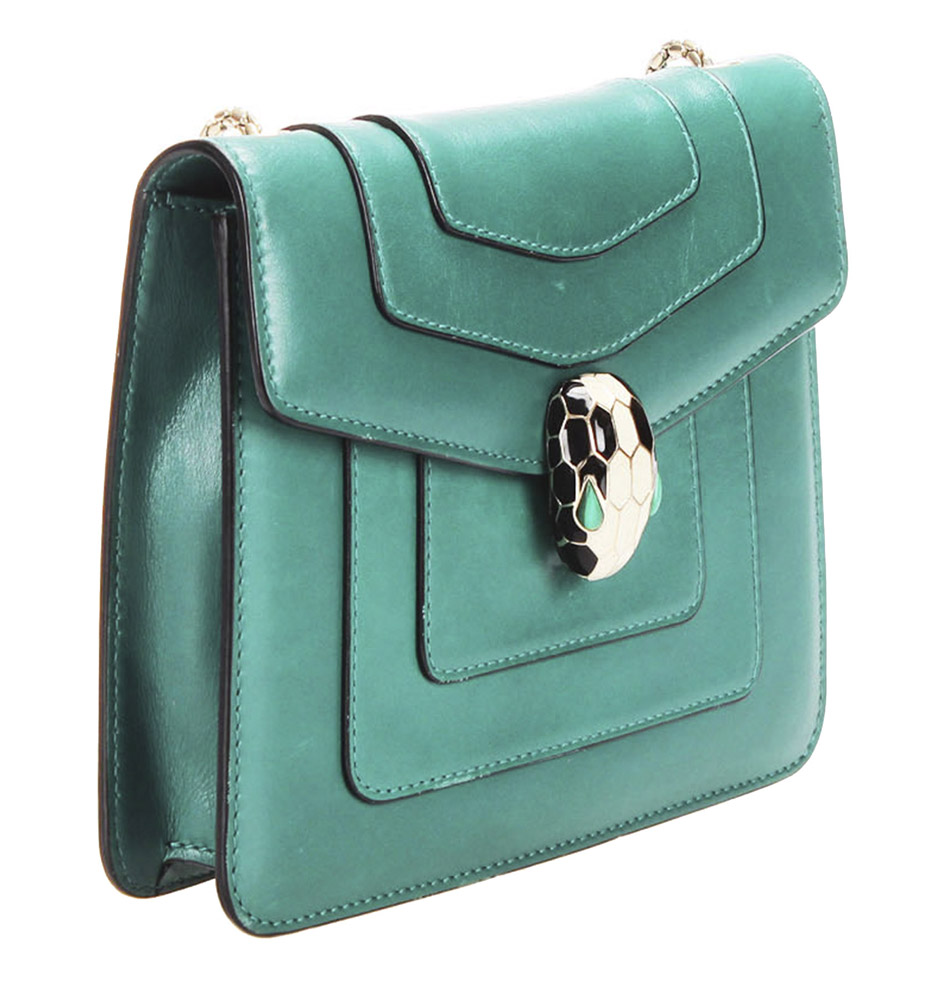 

Bvlgari Green Leather Serpenti Forever Crossbody Bag