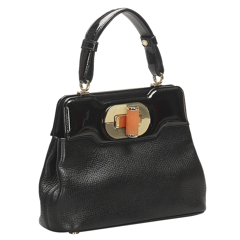 

Bvlgari Black Leather Isabella Rossellini Top Handle Bag