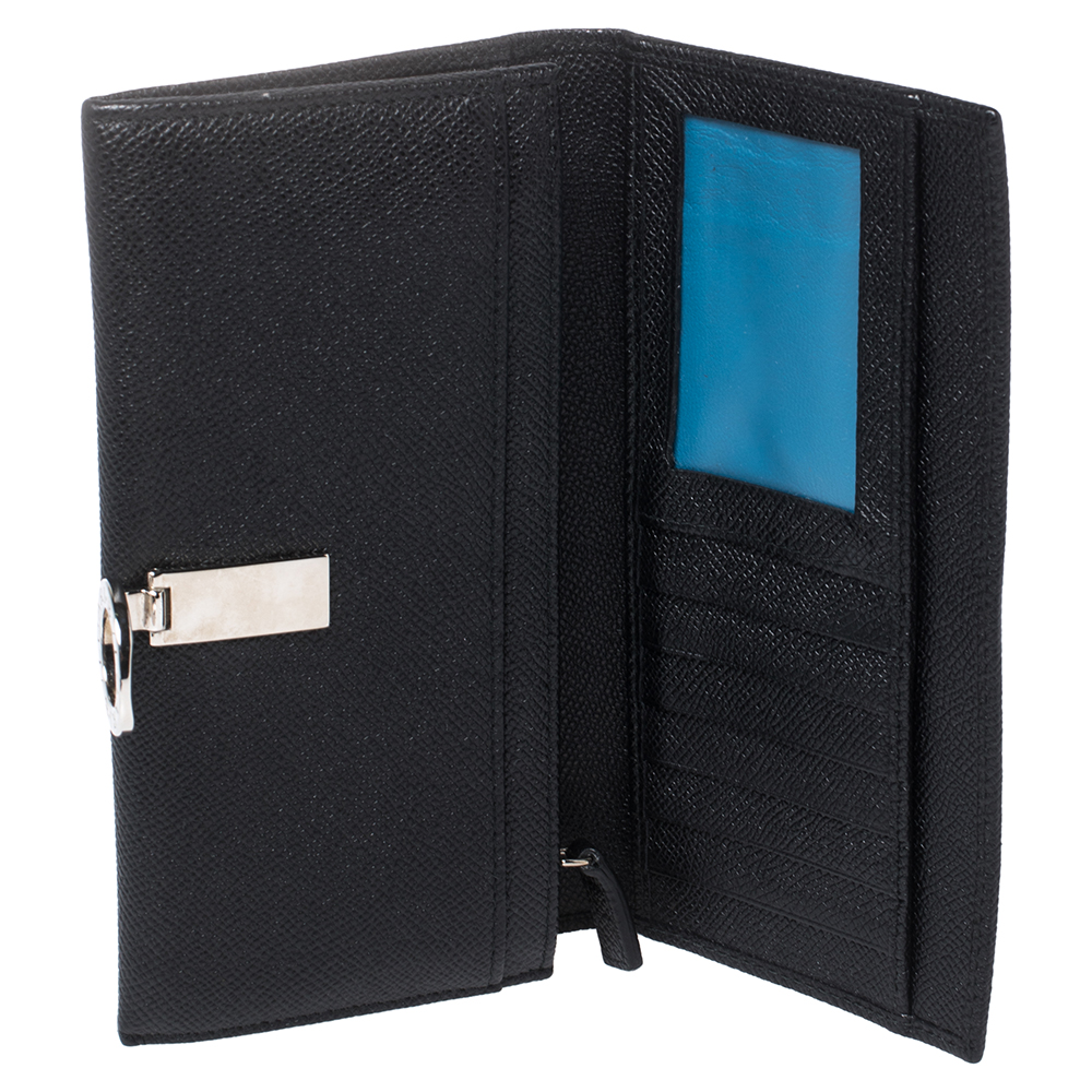 

Bvlgari Black Leather Flap Continental Wallet