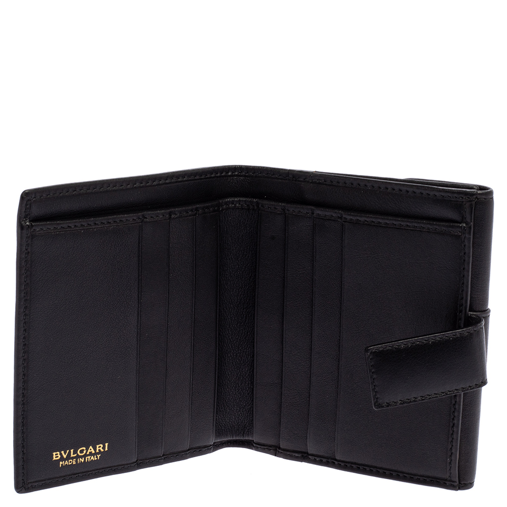 

Bvlgari Black Leather Double Ring Compact Wallet