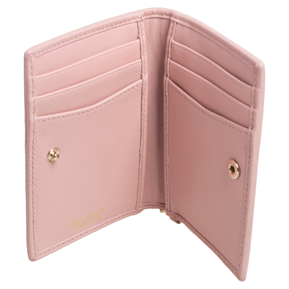 

Bvlgari Light Pink Quilted Leather Serpenti Bifold Card Holder