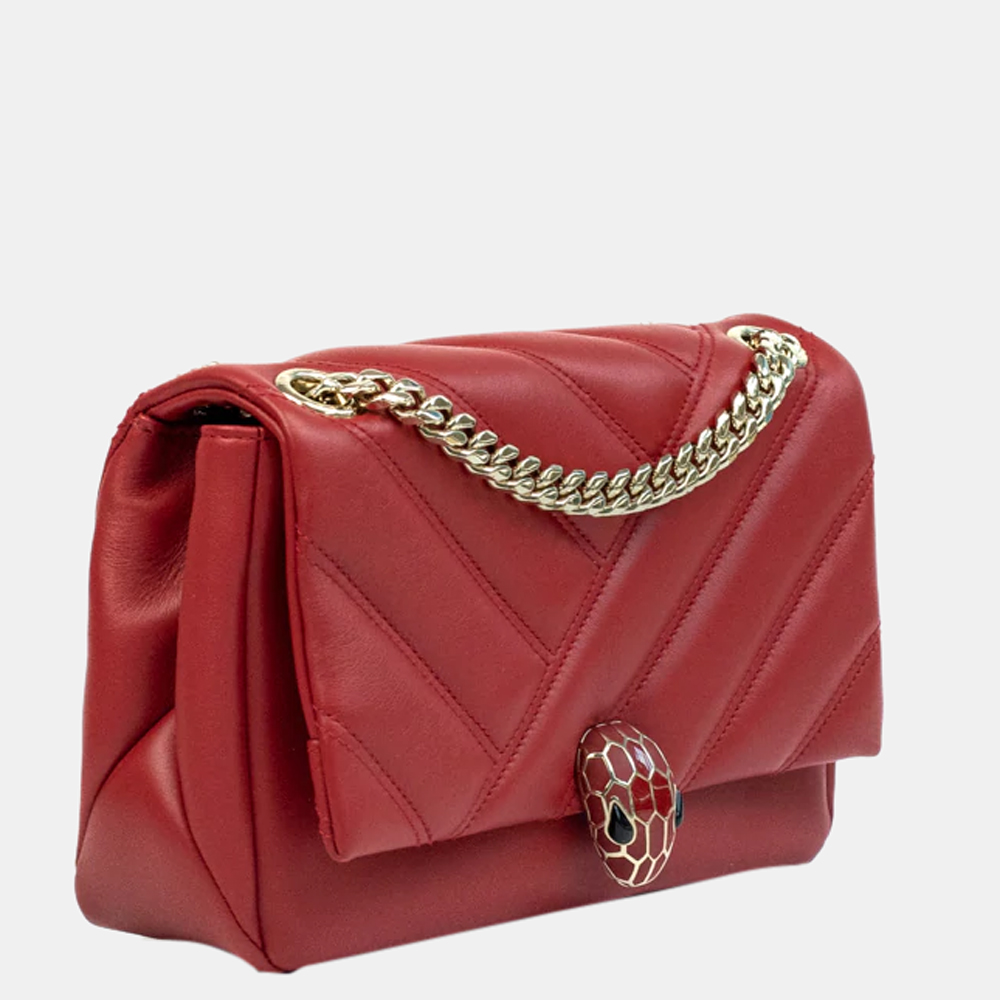 

Bvlgari Red Leather Serpenti Shoulder Bag