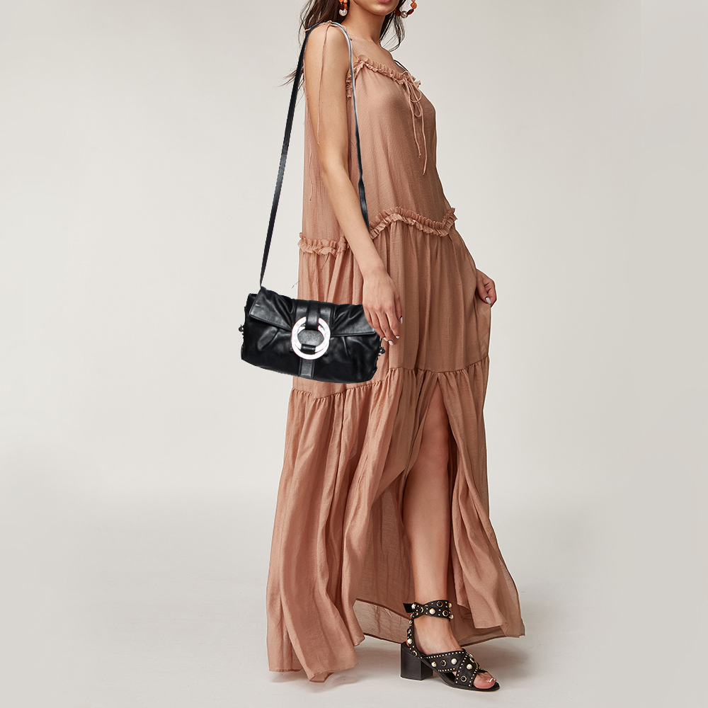 

Bvlgari Black Leather Flap Shoulder Bag