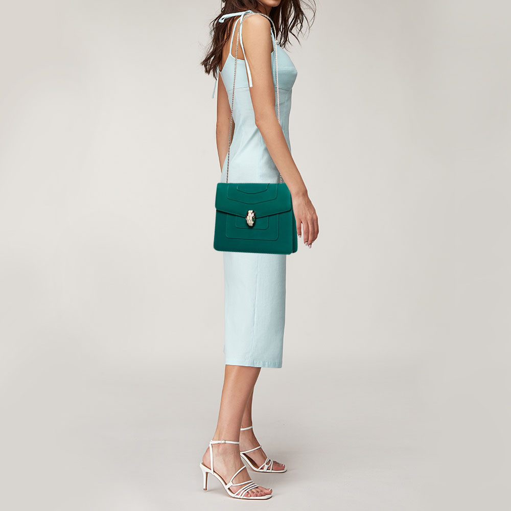 

Bvlgari Green Leather Small Serpenti Forever Shoulder Bag