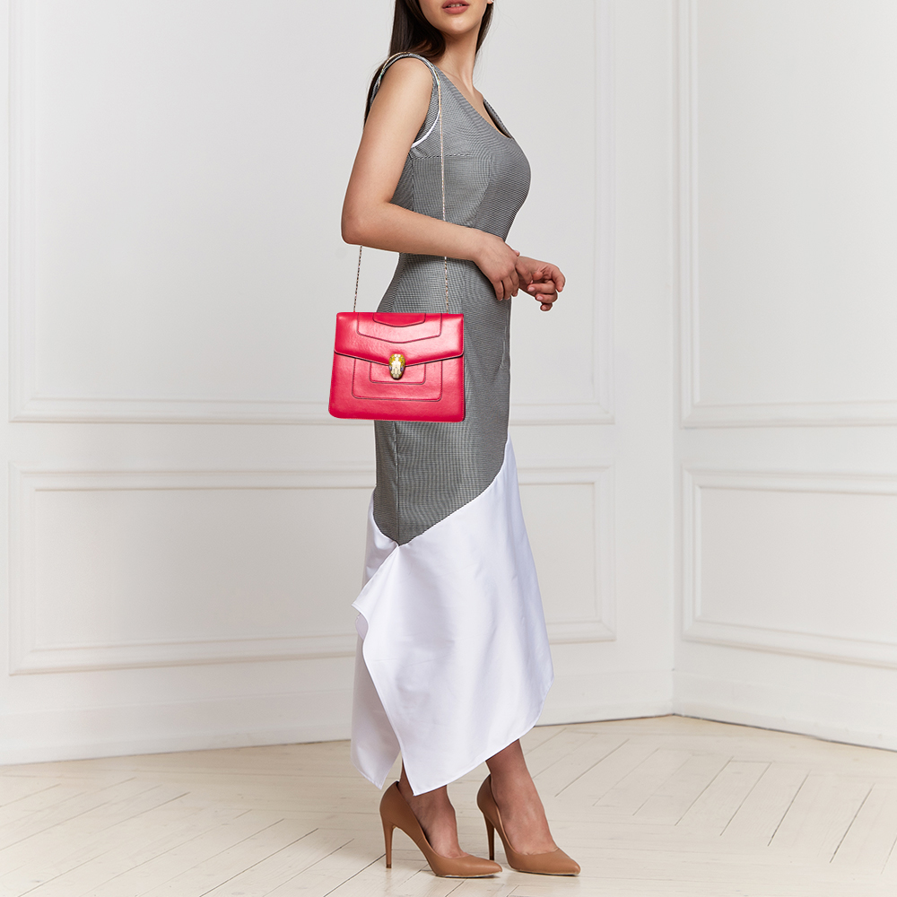 

Bvlgari Pink Leather Medium Serpenti Forever Shoulder Bag