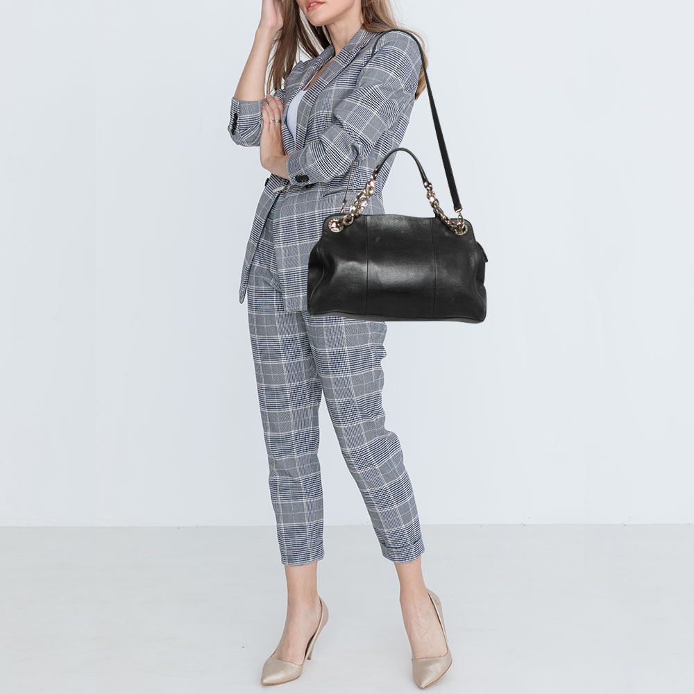 

Bvlgari Black Leather Chain Tote