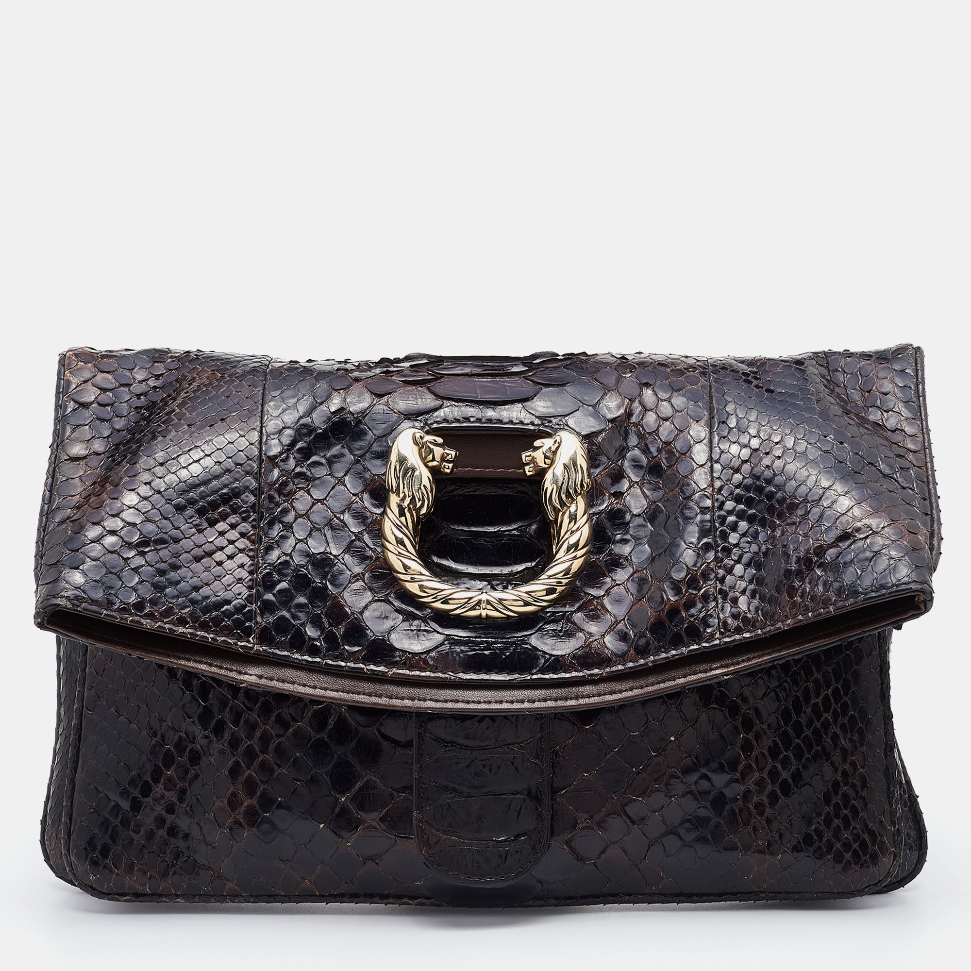 Bvlgari Serpenti Forever Bucket Python Leather Bag- Black 288112