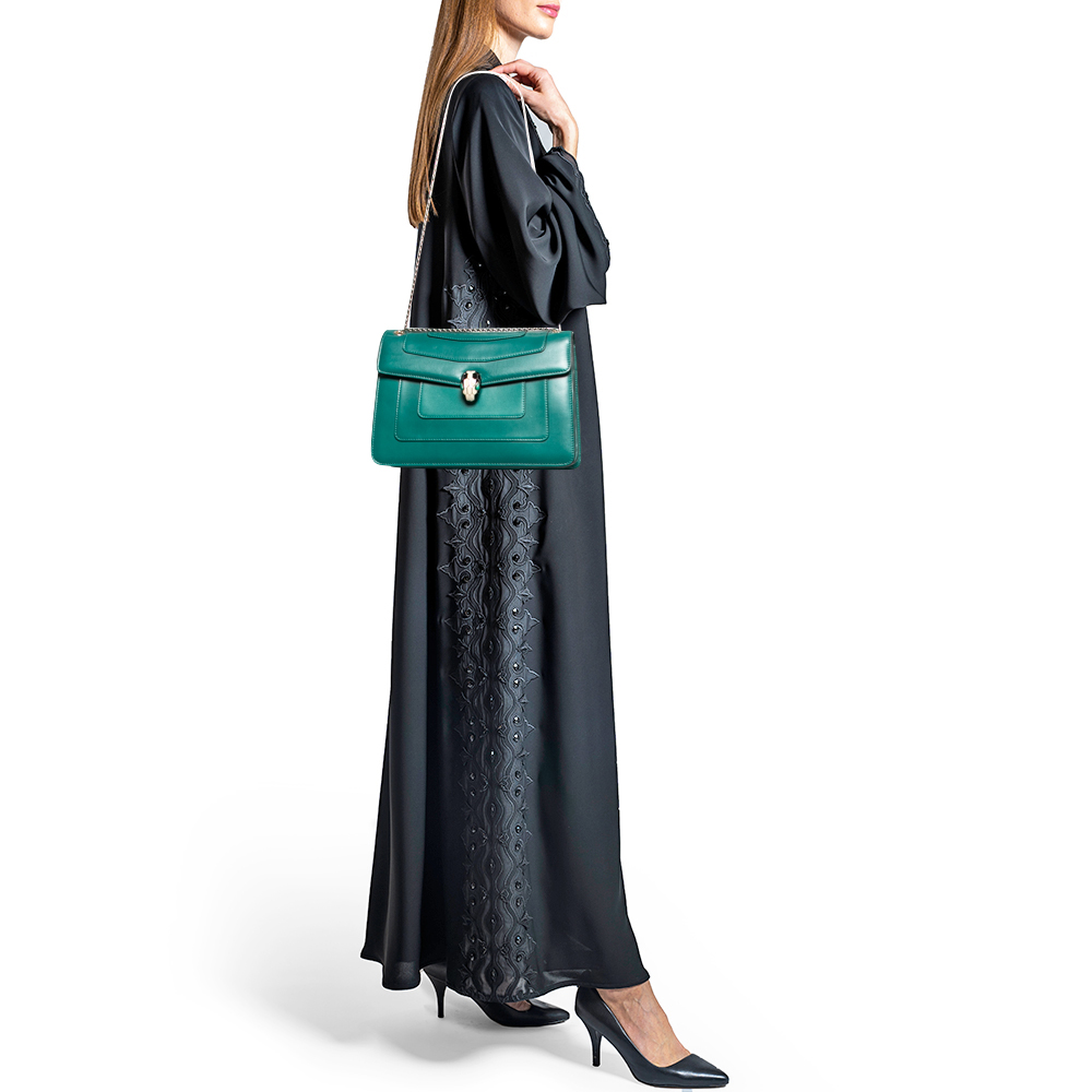 

Bvlgari Green Leather Medium Serpenti Forever Shoulder Bag