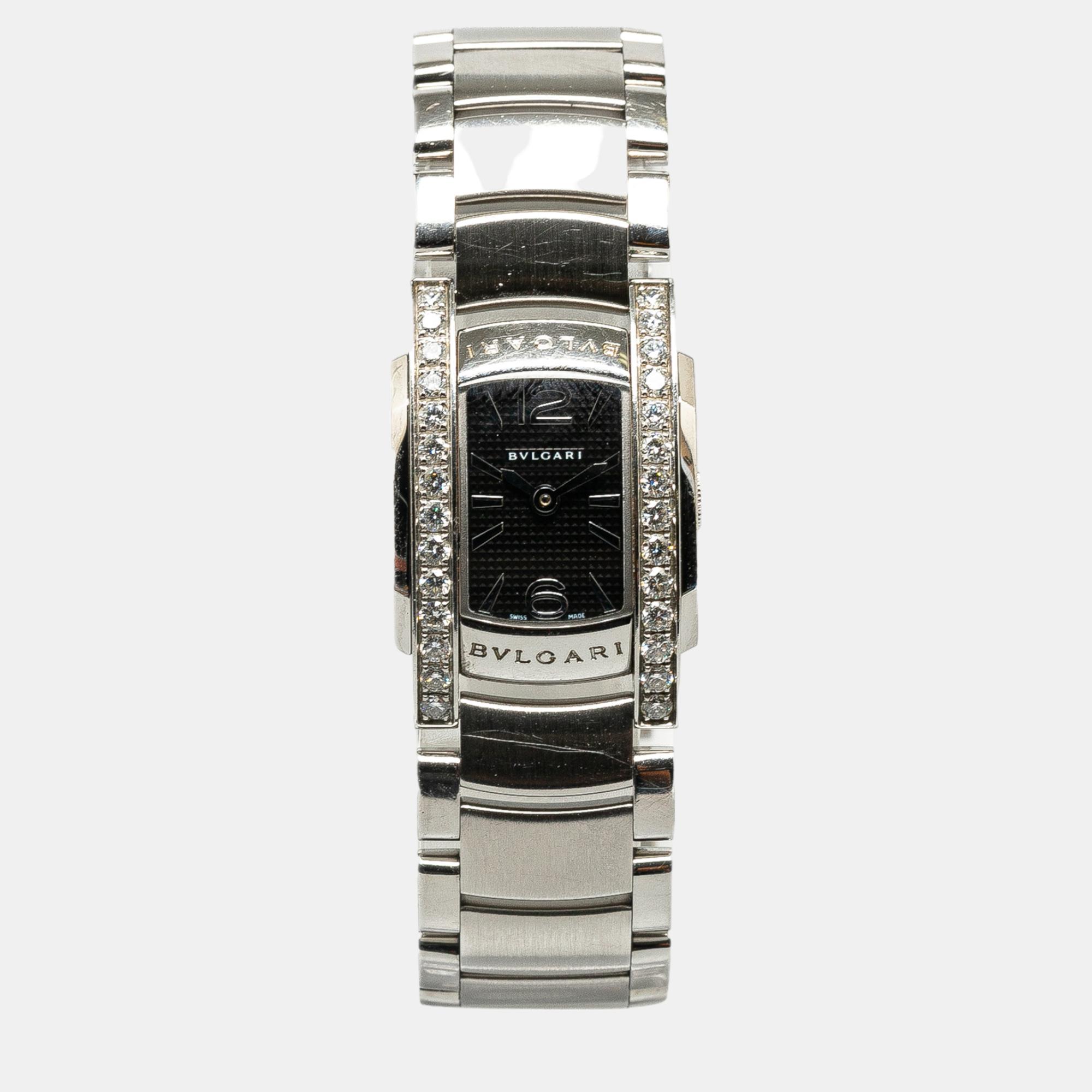 

Bvlgari Black Quartz Stainless Steel with Diamonds Assioma Watch