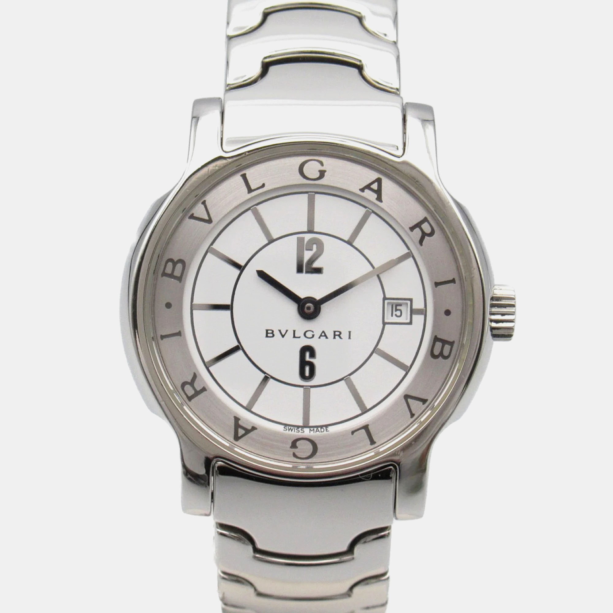 

Bvlgari White Stainless Steel Solotempo ST29S Quartz Women's Wristwatch 29 mm