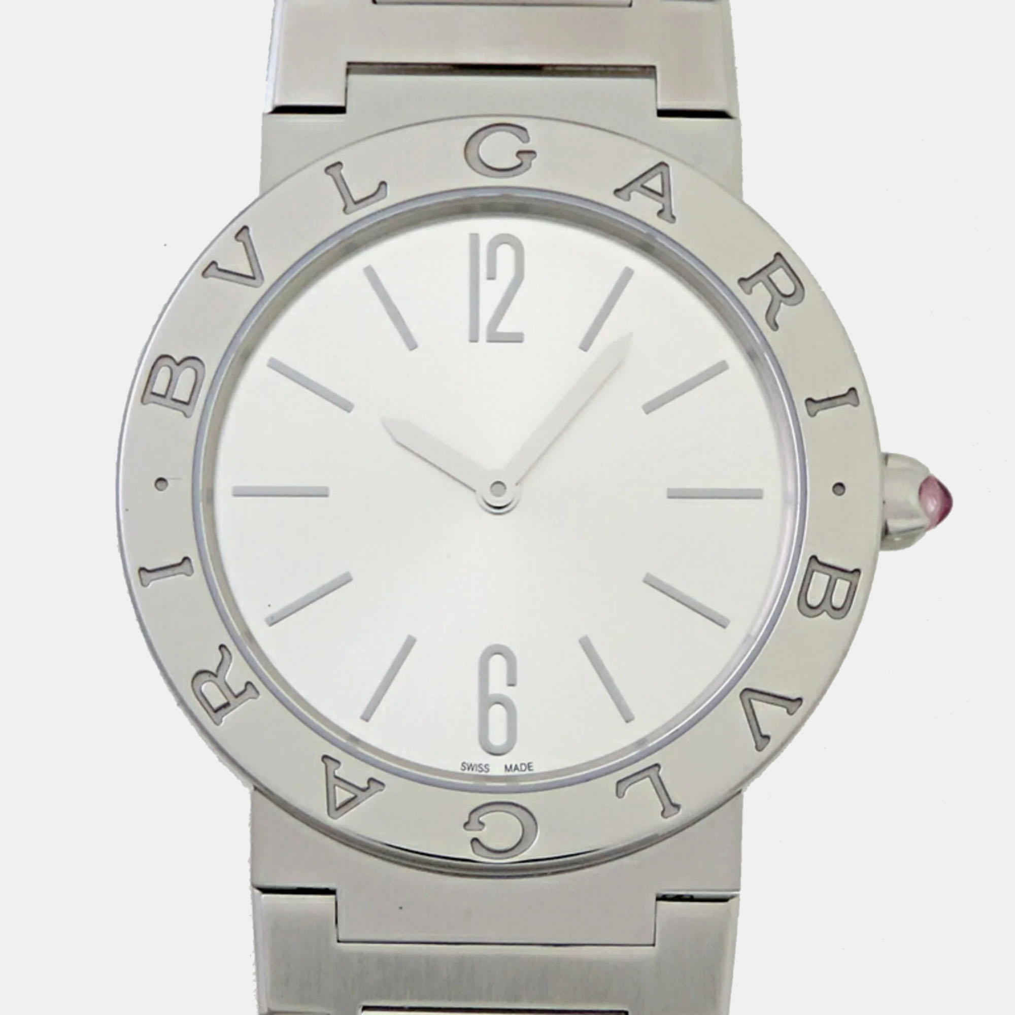 Pre-owned Bvlgari Quartz Women's Wristwatch 33 Mm In Silver