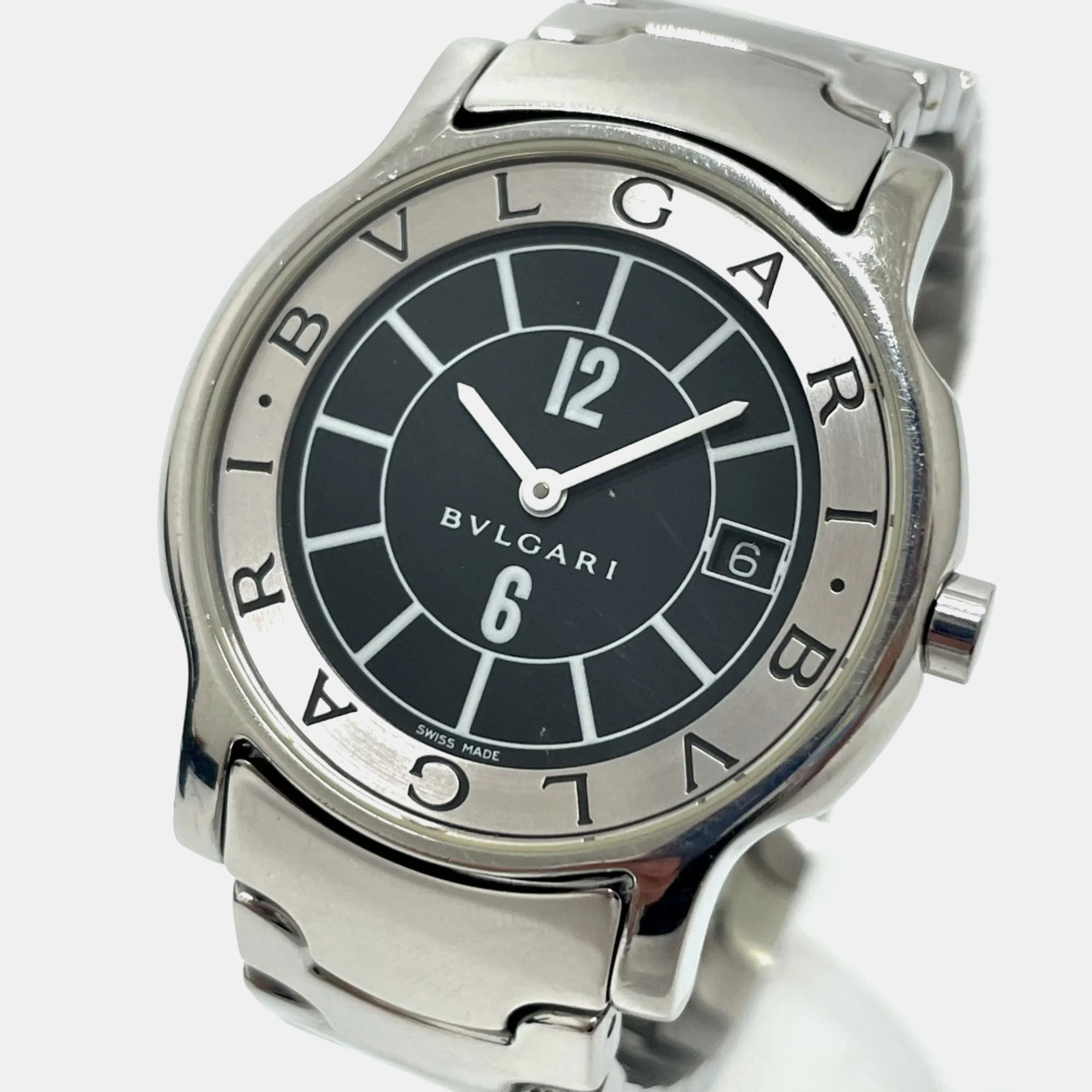 

Bvlgari White Stainless Steel Solotempo Quartz Women's Wristwatch 35 mm