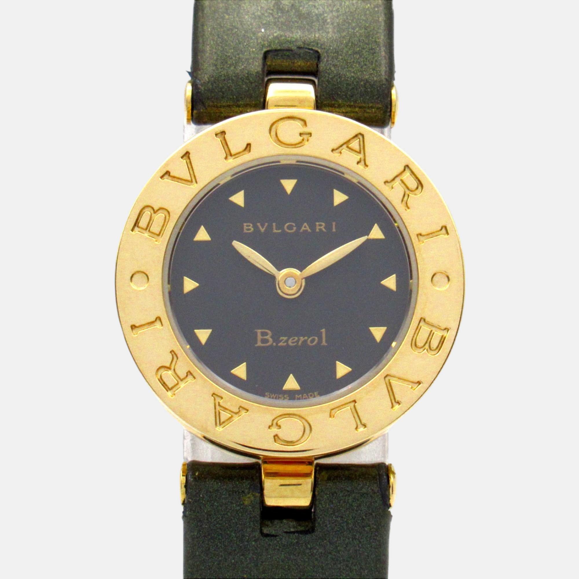 

Bvlgari 18K yellow gold leather B-zero1 Watch, Black