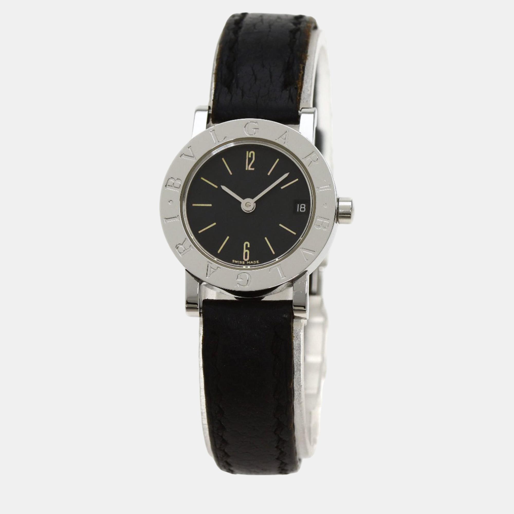 

Bvlgari Stainless Steel Leather Watch, Black