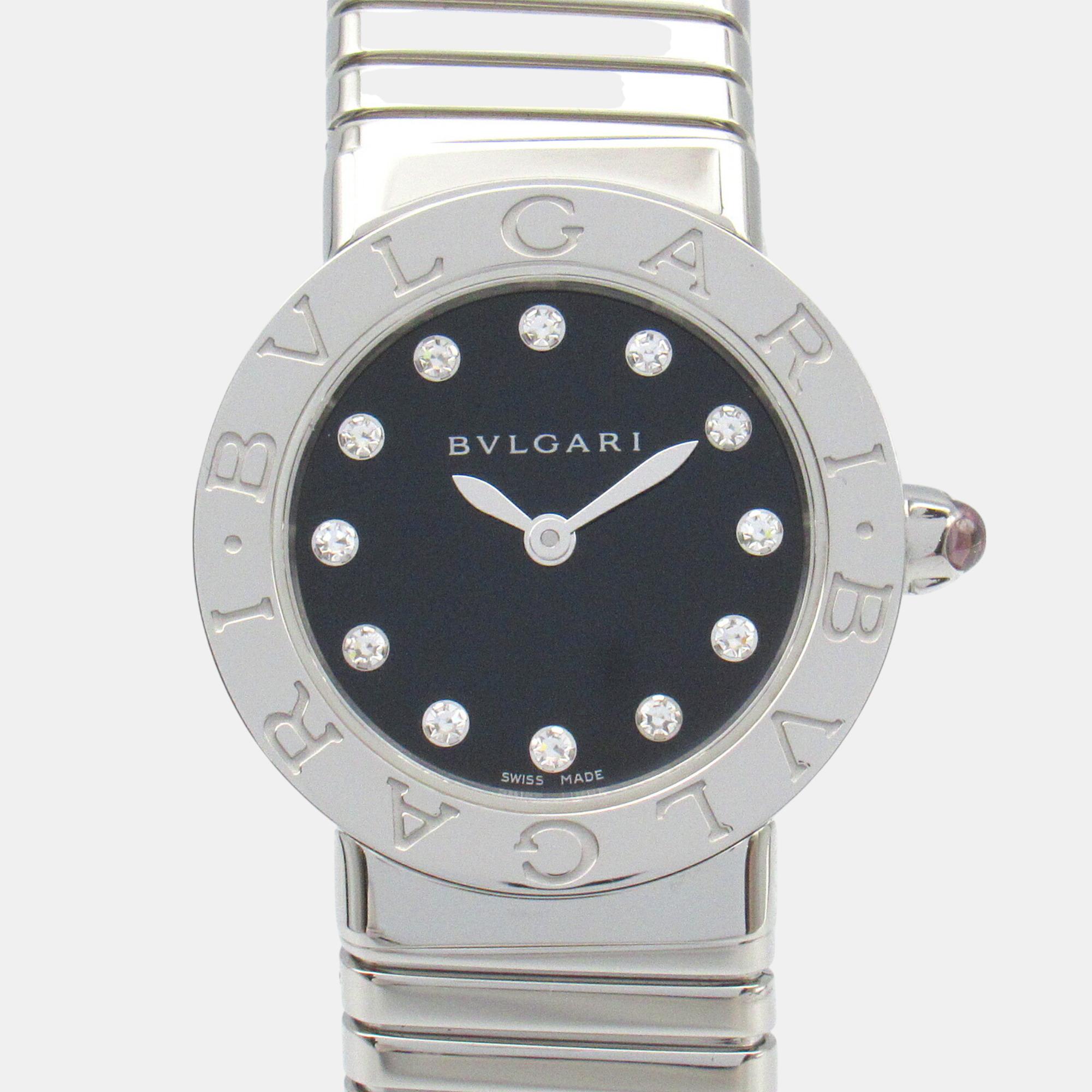 

Bvlgari Black Stainless Steel Bvlgari Tubogas Diamond Watch