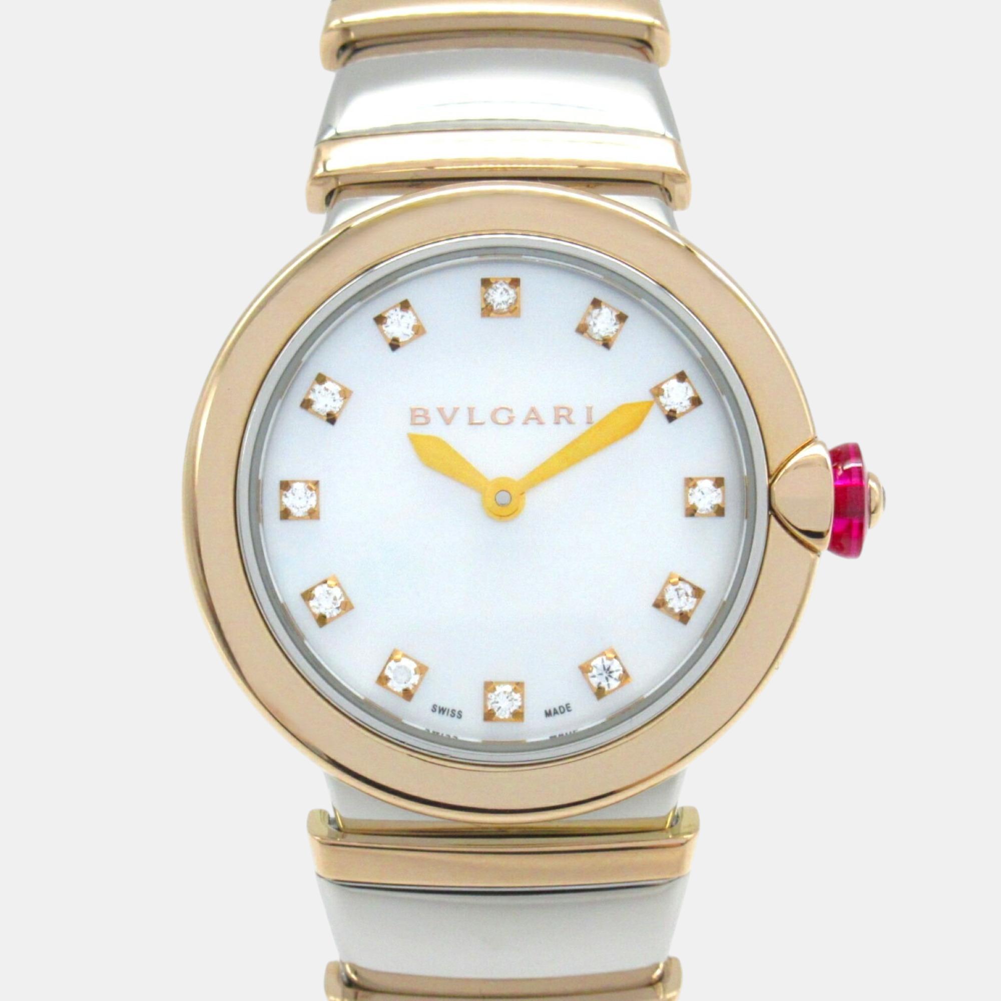 

Bvlgari 18K Pink Gold Stainless Steel Lucea Tubogas Watch, White